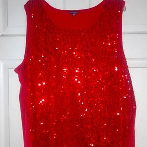 Red Sequin Tank Top - Size 3X
